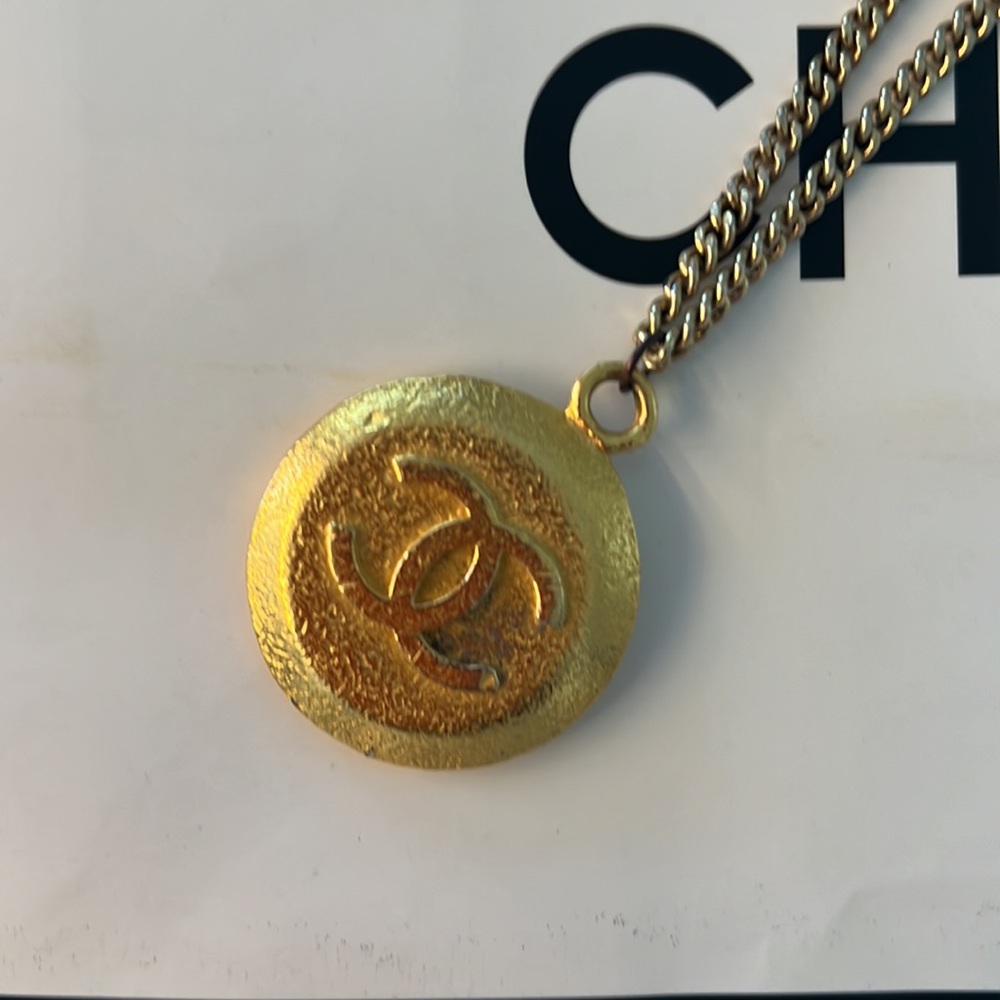CHANEL Gold Tone Necklace with CC
